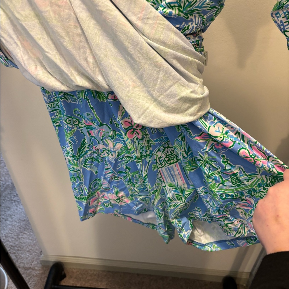 Lilly Pulitzer Blue and Green Floral Romper - Picture 3 of 5